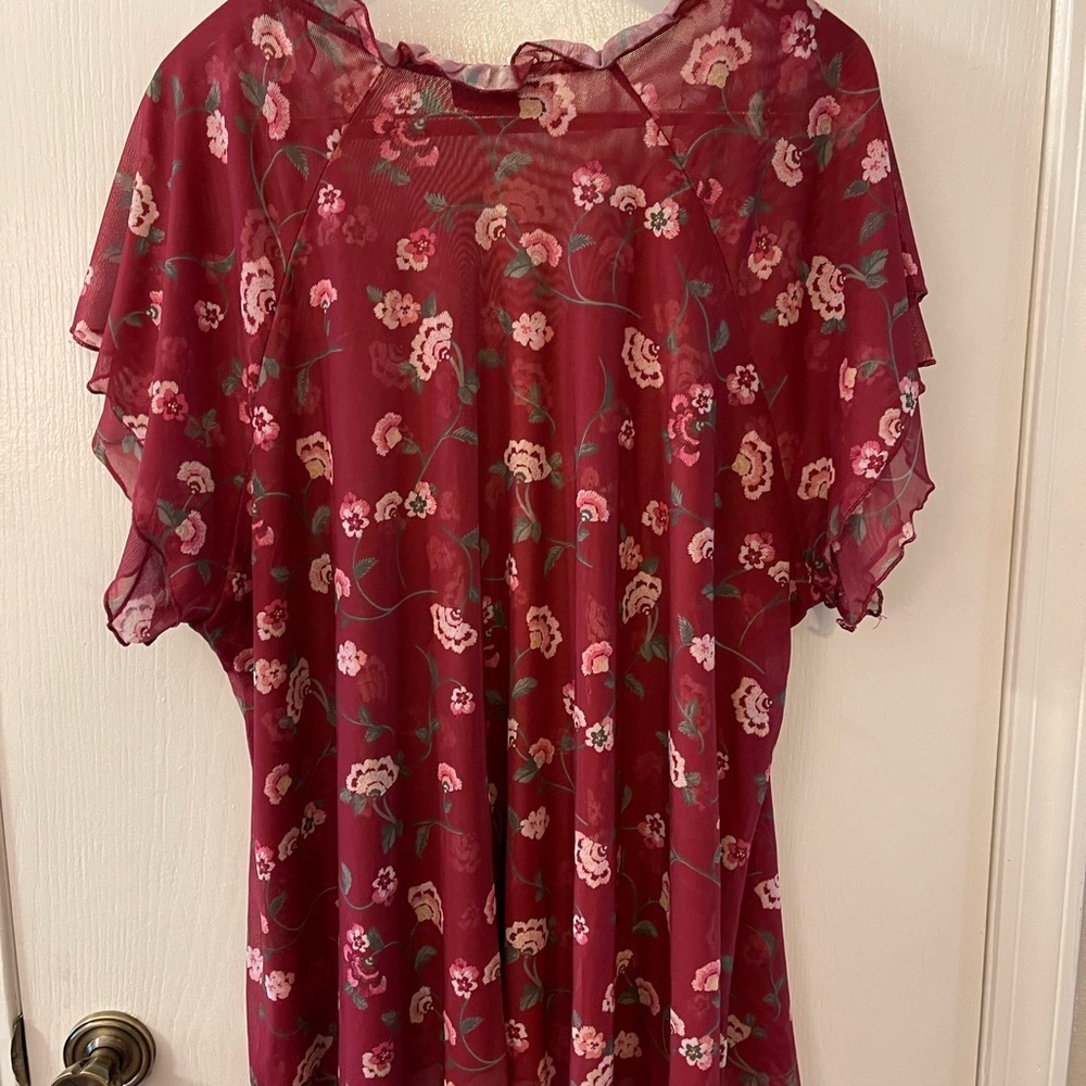 Lane Bryant Burgundy Floral Blouse - Picture 5 of 7